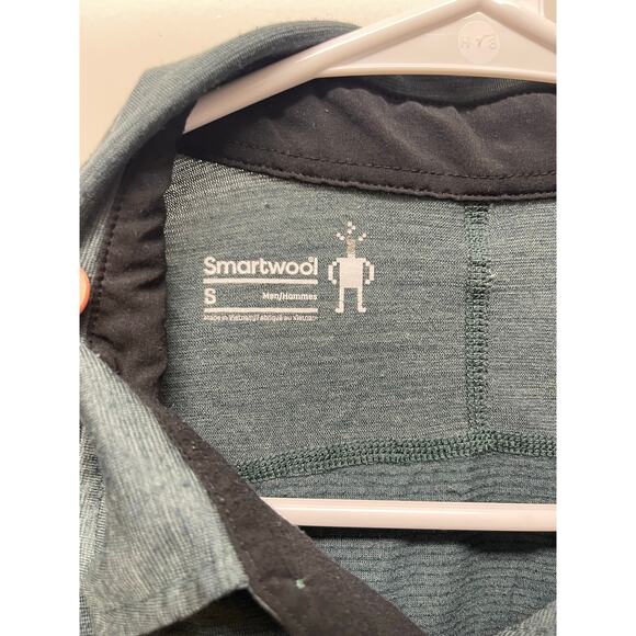 Smartwool Men's Short Sleeve Polo Merino Wool teal blue size small - Picture 2 of 6